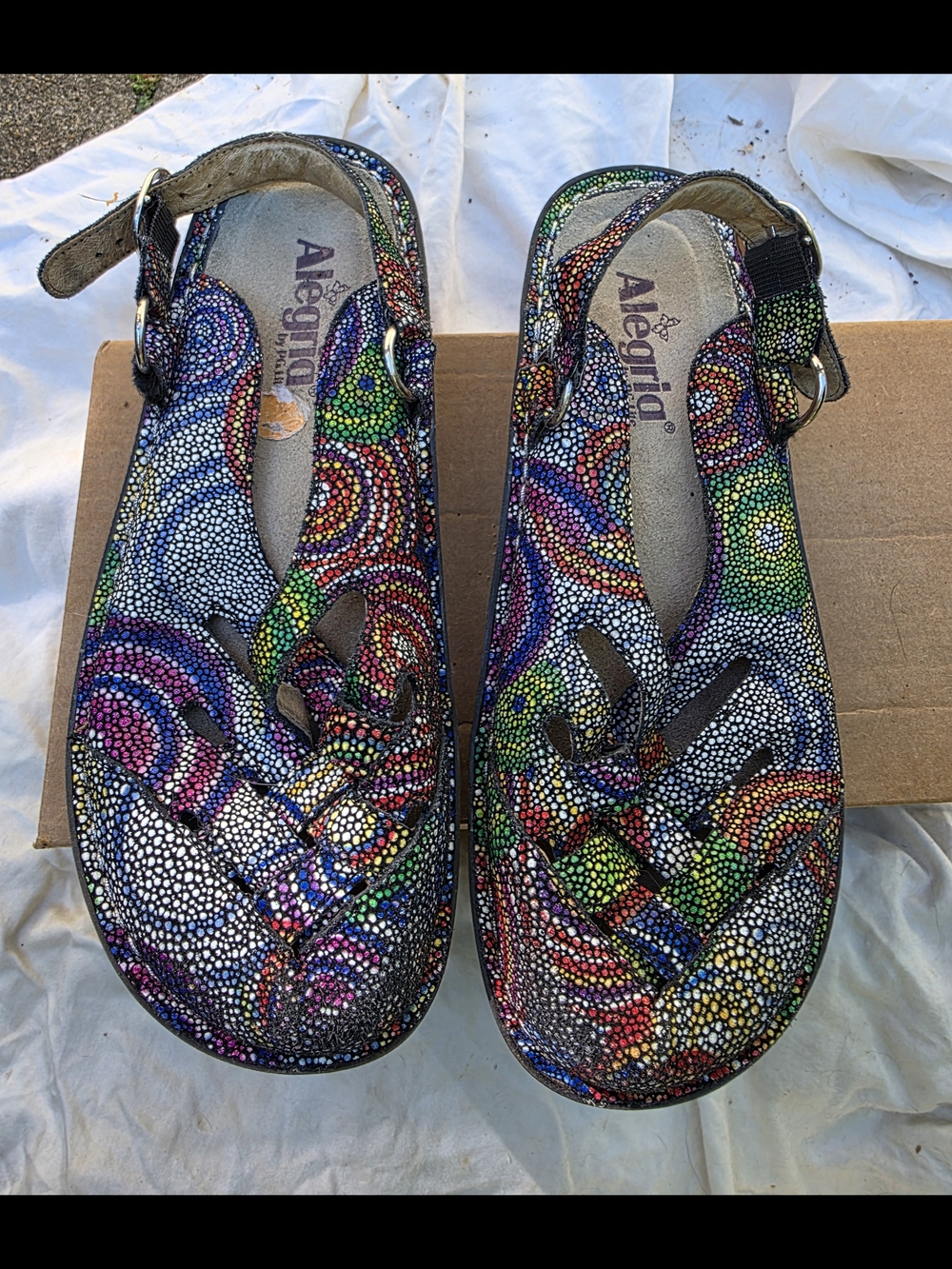 Alegria Multicolor Dot-Pattern Leather Sandals